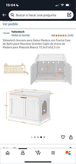Mueble arenero para gatos blanco