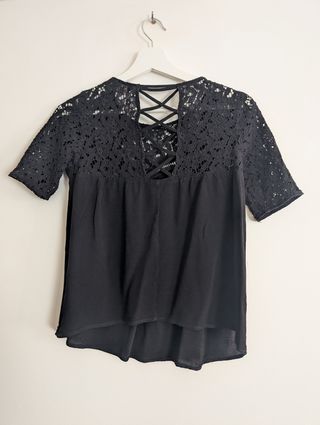 Blusa Zara Negro Encaje