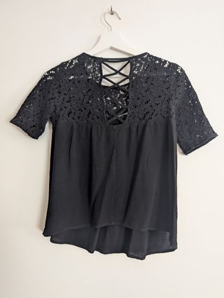 Blusa Zara Negro Encaje