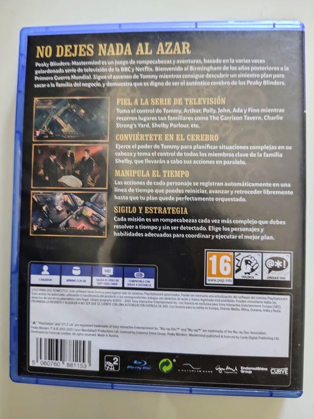 Juego Peaky Blinders Mastermind PS4