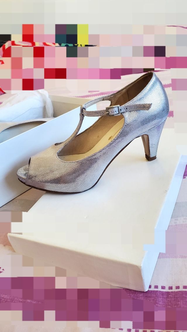 Zapatos de fiesta plateados talla 36