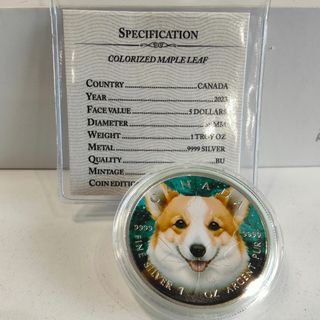 Moneda Corgi Canadá Plata 1 Oz 9999