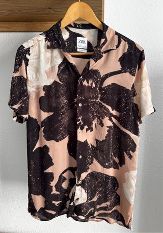 Camisa Zara Estampada Floral Manga Corta Talla S