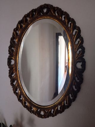 Espejo antiguo dorado ovalado 70cm