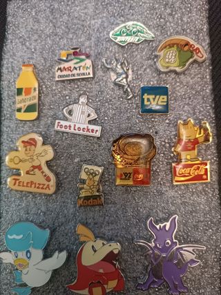 Lote 14 Pins Marcas y Pokémon