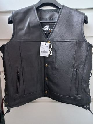 Chaleco Moto Custom, 100% piel vaca genuina, XL