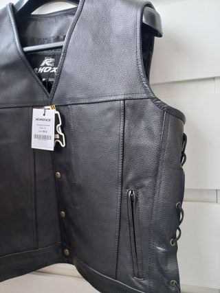Chaleco Moto Custom, 100% piel vaca genuina, XL