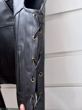 Chaleco Moto Custom, 100% piel vaca genuina, XL