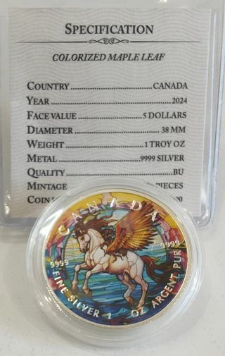 Moneda Plata Pura 1 Oz Canadá Pegaso
