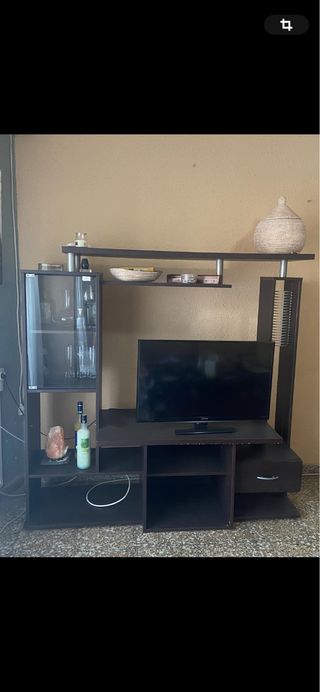 Mueble TV madera y cristal