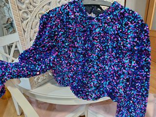 Blusa lentejuelas fiesta azul y morado