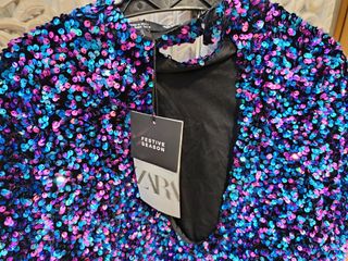 Blusa lentejuelas fiesta azul y morado