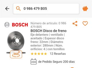 Discos Freno Delanteros Bosch