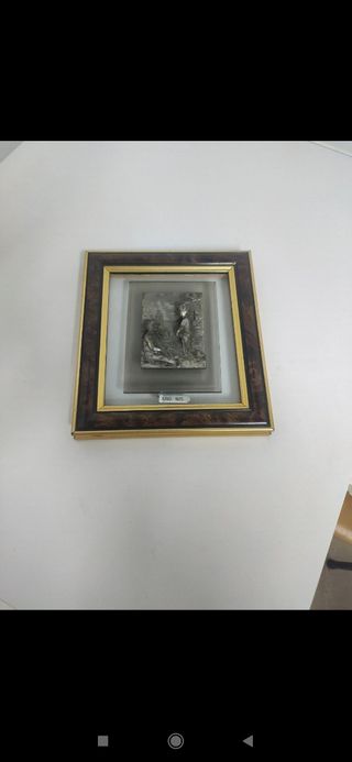 Quadretto in metallo e legno