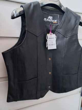 Chaleco Mujer Moto Custom, 100% piel genuina, XL
