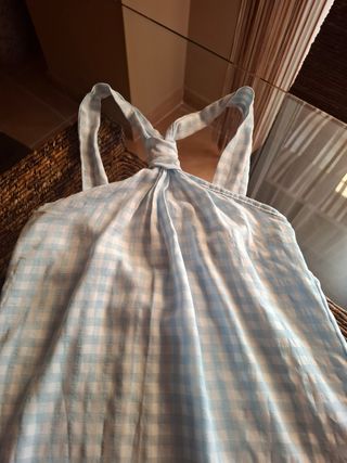 Vestido largo a cuadros azul y blanco