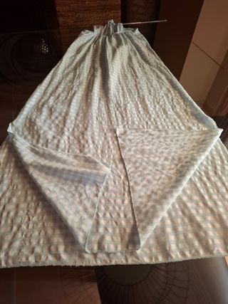 Vestido largo a cuadros azul y blanco