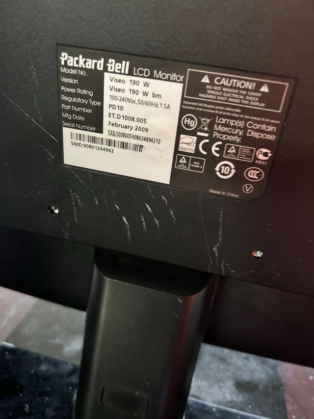 Packard Bell Monitor Negro