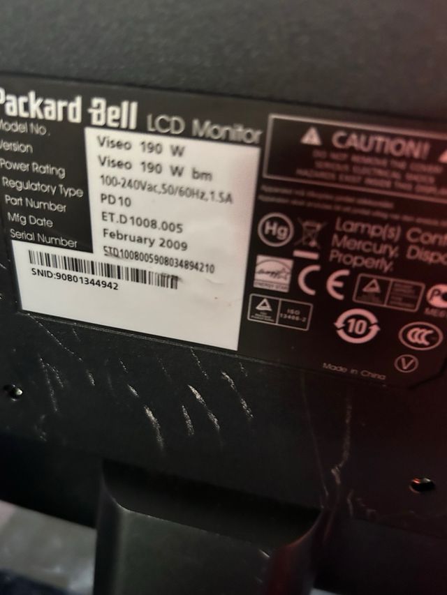 Packard Bell Monitor Negro