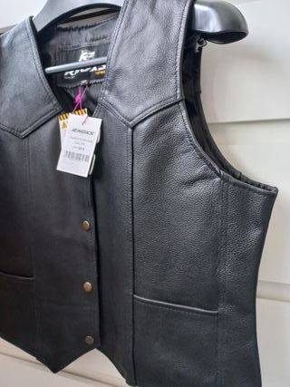 Chaleco Mujer Moto Custom, 100% piel genuina, 2XL