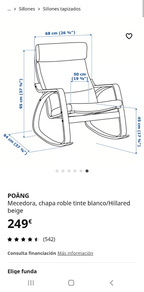 Mecedora Poäng Ikea Madera Gris
