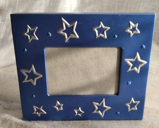 Cornice portafoto blu stelle - Metallo - cm 12x10