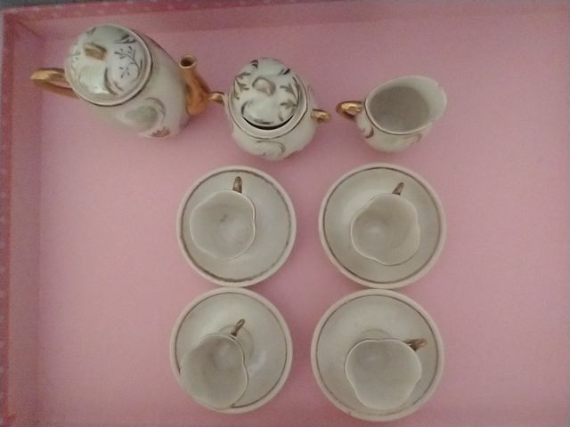 Juego de café de juguete de cerámica antiguo