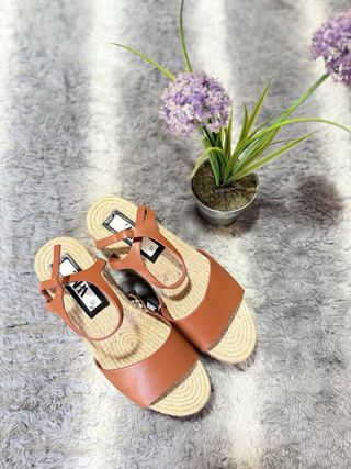 Sandalias Zara Plataforma Esparto Talla 37