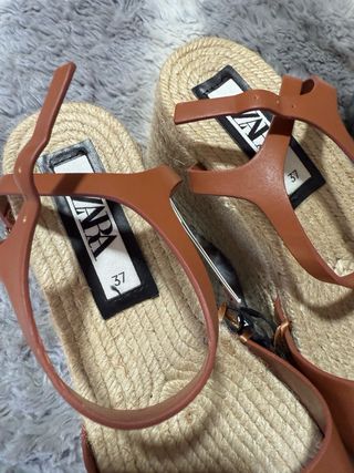 Sandalias Zara Plataforma Esparto Talla 37