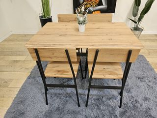 Mesa y 4 Sillas Madera y Forja