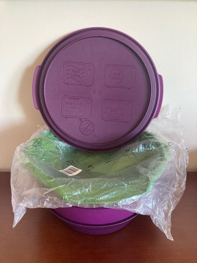Vaporera Tupperware Microondas Verde y Morado