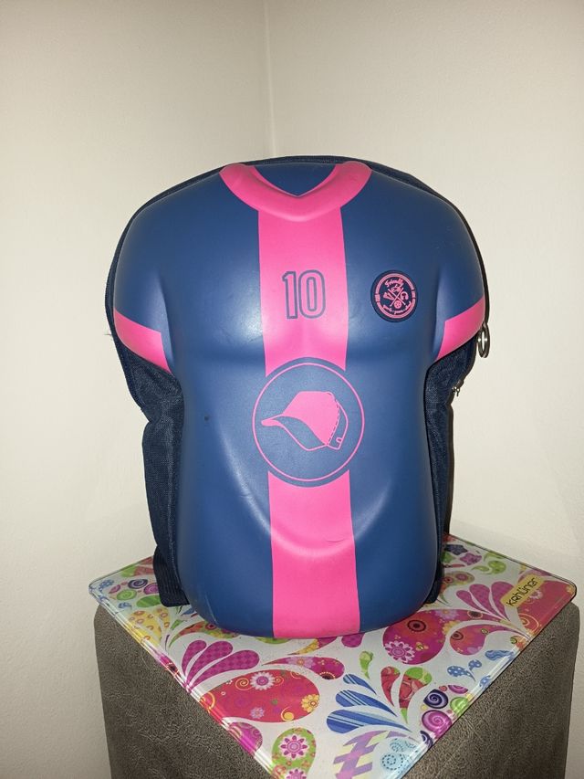 Mochila deportiva azul y rosa