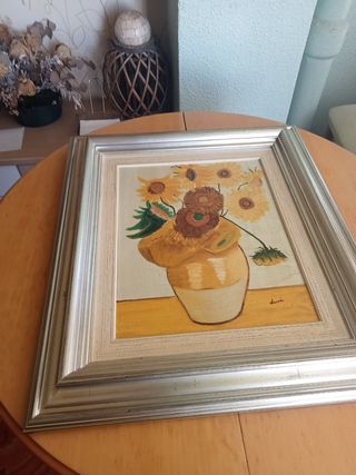 Cuadro de girasoles en jarrón
