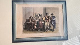 Litografía antigua enmarcada LOS VALENCIANOS