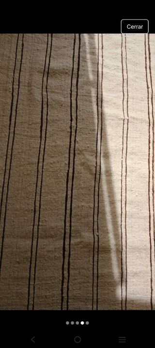 Alfombra de lana beige con rayas marrones