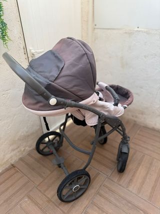 Carro de bebé rosa 3 piezas