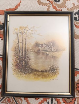 4 Láminas Decorativas Marco Negro/Dorado