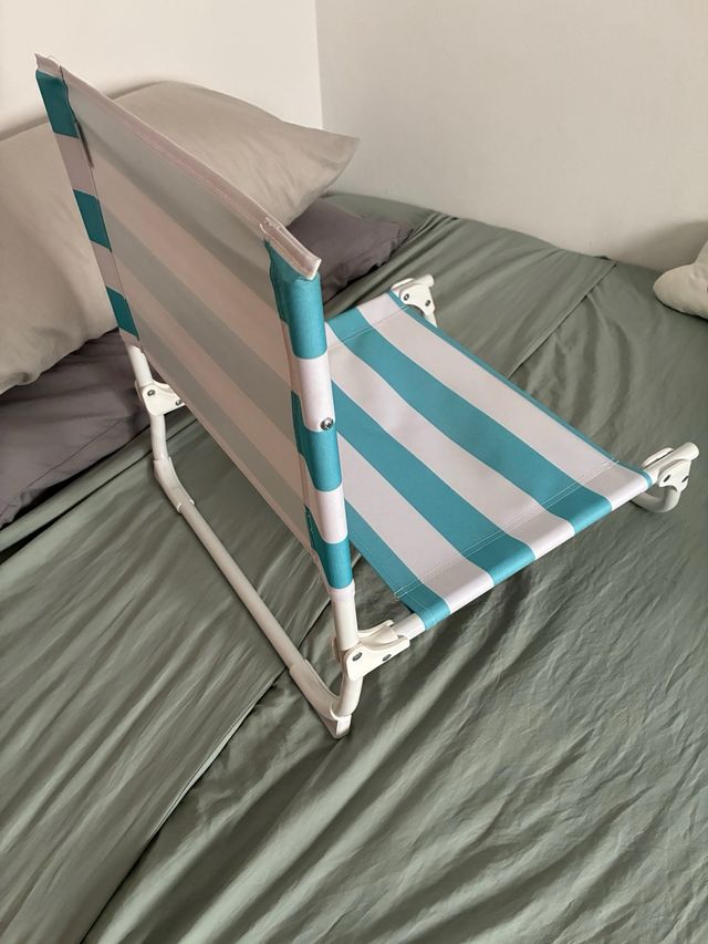 Silla de Playa Rayas Turquesa y Blanca