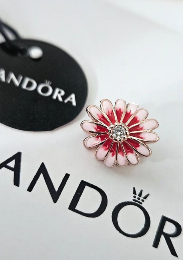 Pandora Charm Flor Rosa y Roja