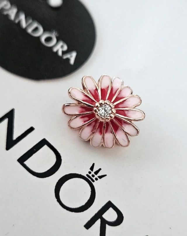 Pandora Charm Flor Rosa y Roja