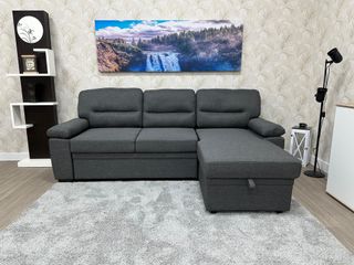 Sofá Cama Negro y Gris Tela