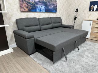 Sofá Cama Negro y Gris Tela