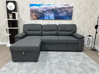 Sofá Cama Negro y Gris Tela