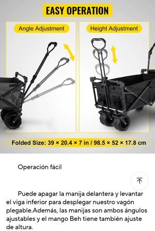 Carrito Plegable Playa/Campo - Ruedas Anchas