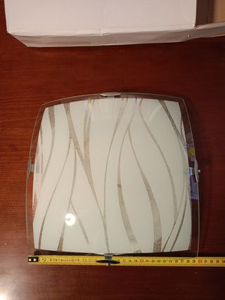 Lámpara plafón techo o pared 30x30 cm. Cristal.