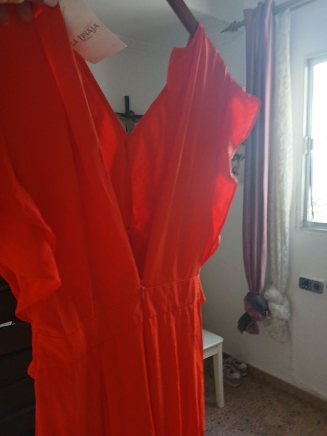 Tuta mono in tessuto rosso taglia L