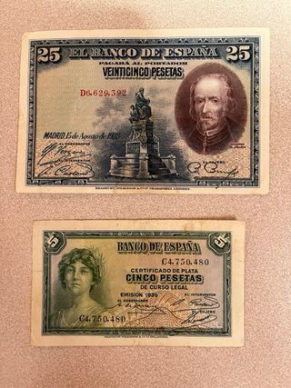 Lote 4 Billetes Antiguos España Pesetas