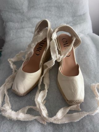 Zapato Mujer Beige Esparto Novia.