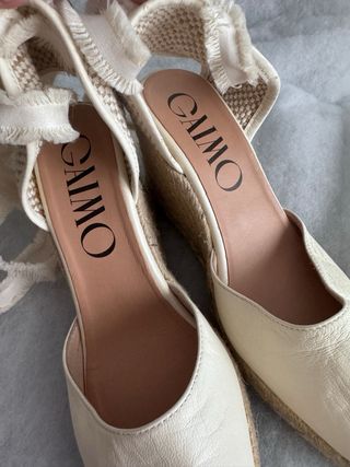 Zapato Mujer Beige Esparto Novia.