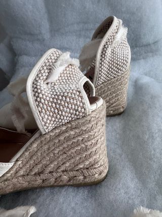 Zapato Mujer Beige Esparto Novia.